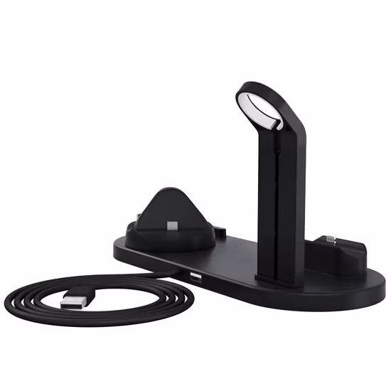 2023 알람 시계 무선 충전기 스탠드가있는 전화 용 Airpod 용 iWatch 용 2023 도매 6 in 1 데스크탑 15W Qi 무선 빠른 충전 스테이션